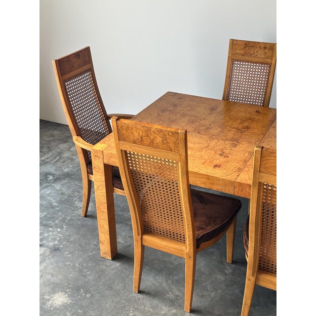 Altavista Lane Lane Burl Wood Extendable Parsons Dining Table in the Style of Milo Baughman, 1970s For Sale - Image 4 of 18