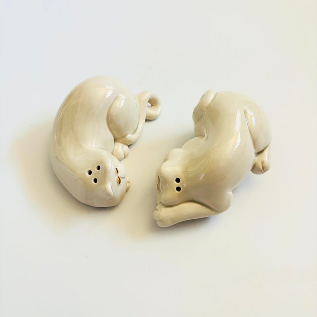 Off-white Fitz and Floyd Cat Nap Salt and Pepper Shakers For Sale - Image 8 of 11