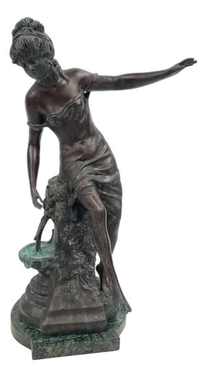 Art Nouveau Figure, 1920s, Bronze with Marble Base
