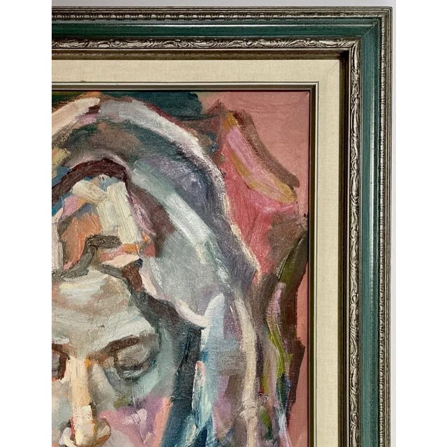 Abstract 1970s Oil on Canvas Portrait by Hannah Dalbey - For Sale - Image 3 of 8