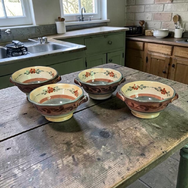 The product is a set of four Certified International Pamila Gladding Rustic Tuscan Landscape bowls, made of ceramic and...