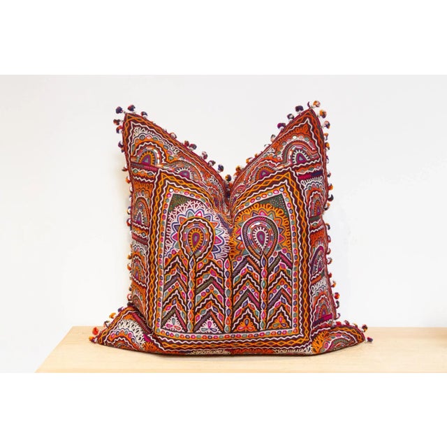 Barkha Rajasthani Embroidered Large Decorative Euro Pillow For Sale In Los Angeles - Image 6 of 8