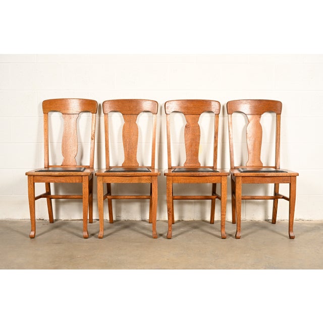 Mission Heywood Wakefield Antique Mission Oak Arts & Crafts Dining Chairs, Set of Four For Sale - Image 3 of 14