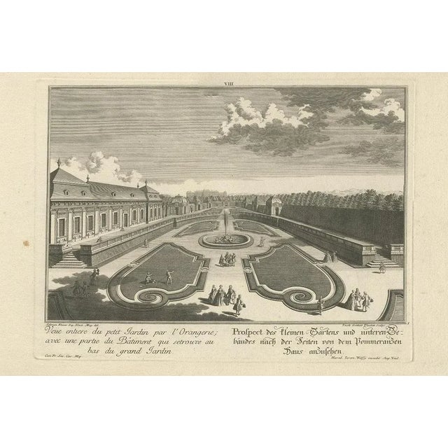 Wolff, Illustration of a Small Garden and Building, 1737, Print For Sale - Image 4 of 5