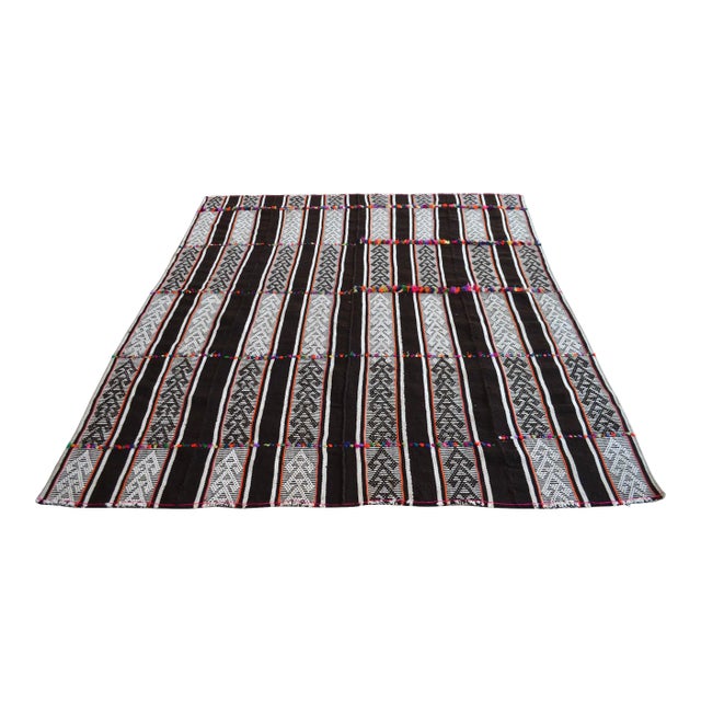 1970s Anatolian Braided Hand Woven Tribal Kilim Rug For Sale