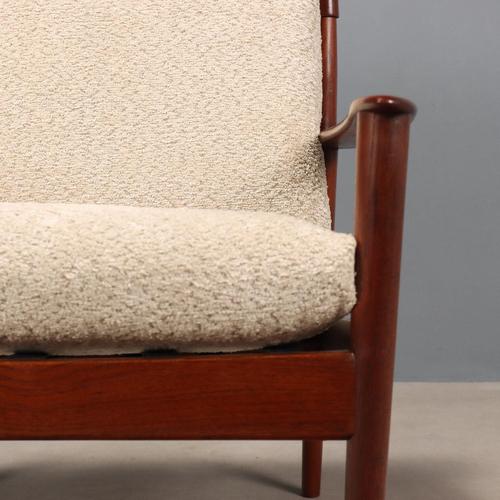 Vintage Italian Lounge Chair in Teak and Bouclé Fabric, 1960s For Sale - Image 6 of 13