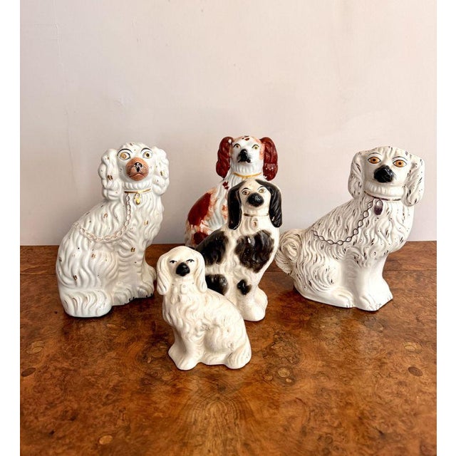 Late 19th Century Antique Hand Painted Staffordshire Dogs, 1890, Set of 5 For Sale - Image 5 of 5