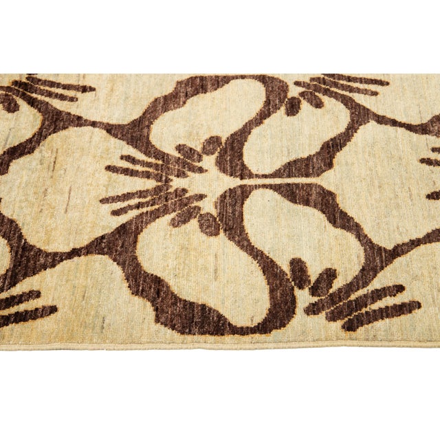 Handmade Paki Peshawar Wool Rug With Allover Design in Brown For Sale - Image 10 of 10