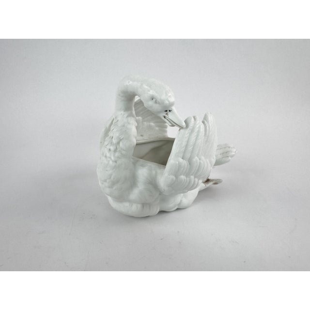 White Antique White Bisque Porcelain Swan Planter – Sculptural Jardinière For Sale - Image 8 of 12