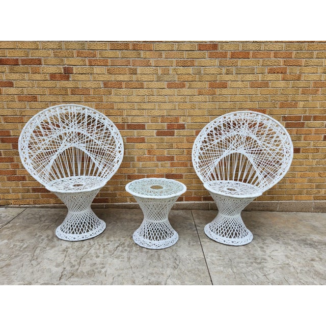 1950s Woodard Spun Fiberglass Peacock Chair Set - 3 Pieces For Sale - Image 9 of 9