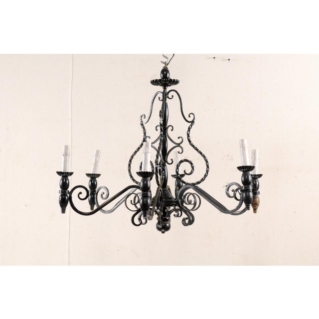 Black Mid 20th Century French Scrolling Black Iron Light For Sale - Image 8 of 11