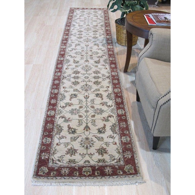 2020s Standard Size Ivory Hand-Knotted Wool Symmetrical Floral Lattice Traditional Rug For Sale - Image 5 of 5