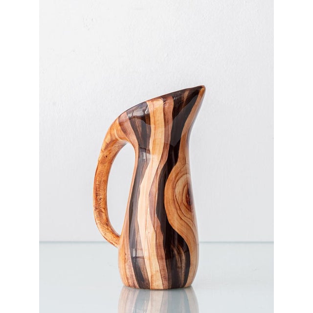Mid-Century Modern French Faux Bois Earthenware Pitcher, 1950 For Sale - Image 15 of 15