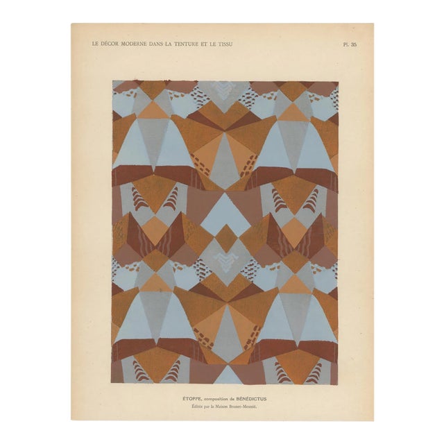 1920s French Art Deco Textile Design Plate – Bénédictus, Pl. 35 For Sale