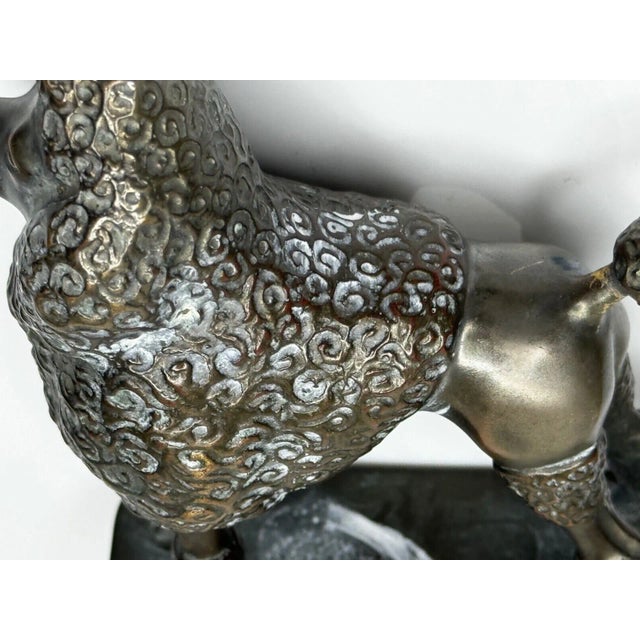 Metal Circa 1940s Art Deco Small Bronze Model Poodle Dog Classic Car Mascot For Sale - Image 7 of 11