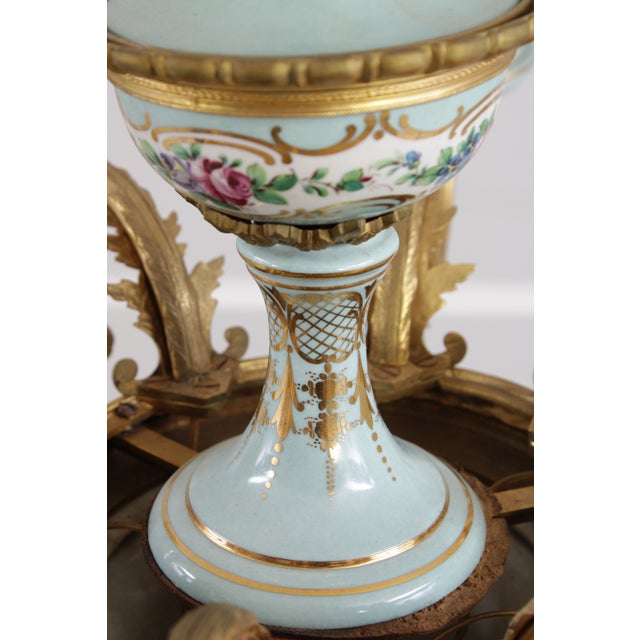 Vintage Sevres Style French Porcelain 8 Light Chandelier For Sale - Image 18 of 18