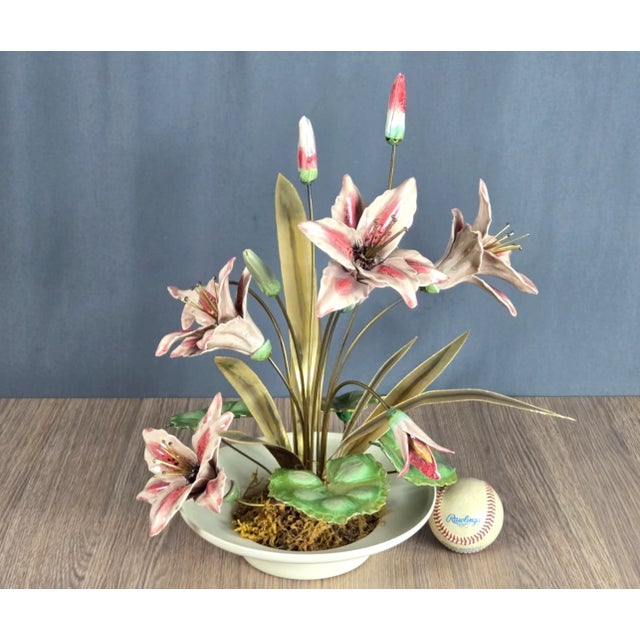 1970s Winifred Cole Madonnna Lily Pottery Flowers & Brass Brutalist Sculpture For Sale - Image 5 of 15