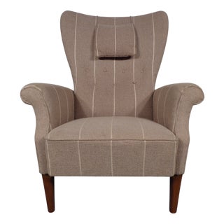 Mid-Century Wool Wing Chair, Denmark, 1950s For Sale