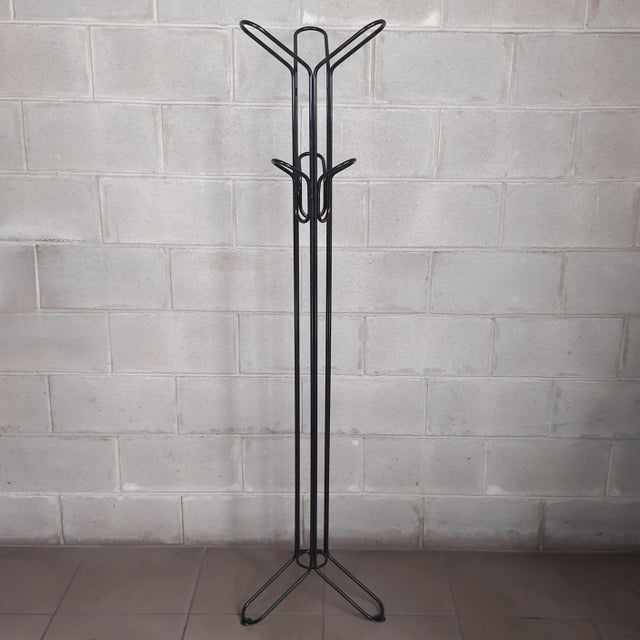 Glossy Black Metal Floor Coat Hanger, 1980 For Sale - Image 12 of 12