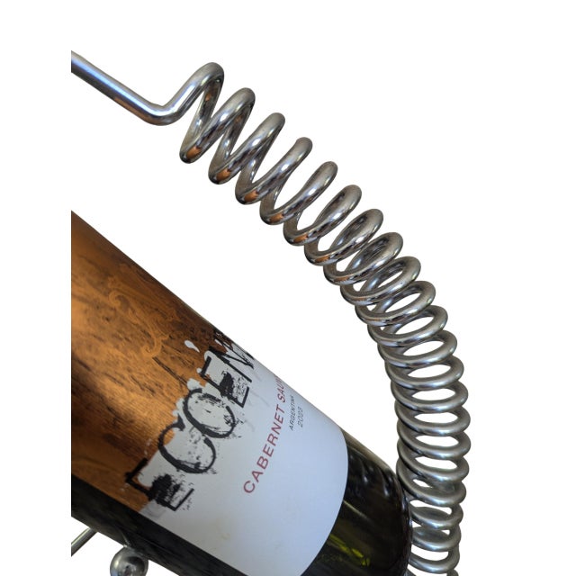 Vintage Postmodern Industrial Coiled Wine Bottle Holder Stand For Sale - Image 11 of 16