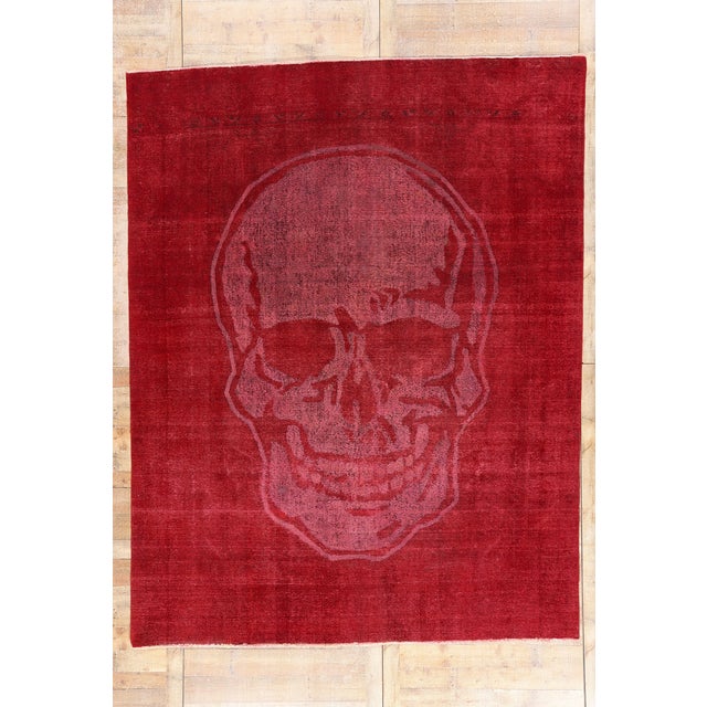 Vintage Overdyed Skull Rug, 09'02 X 11'10 For Sale - Image 9 of 9