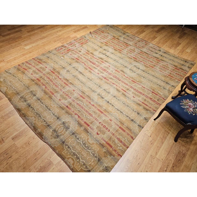 19th Century European Flatwoven Wool Rug, Allover Geometric Design, 9x12 For Sale - Image 10 of 18