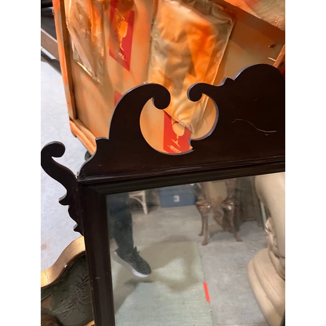 Mid-Century Modern 1970s Mid Century Style Wooden Hand Carved Wall Mirror For Sale - Image 3 of 3