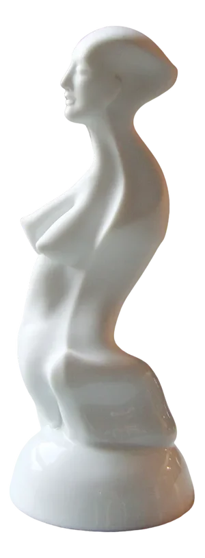 Ilona Romule, Woman Figure on a Pedestal, 21st Century, Porcelain with Silver Details