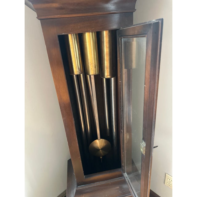 Traditional Traditional Triple-Weight Grandfather Clock With Moon-Phase Dial For Sale - Image 3 of 3