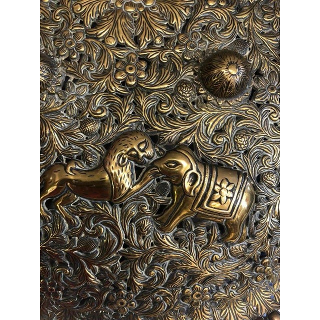 19th Century Indian Brass Repoussé Shield, 1850 For Sale - Image 4 of 5