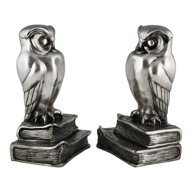 Art Deco Bronze Owl Bookends by Marcel Bouraine, 1925, Set of 2 For Sale - Image 4 of 13