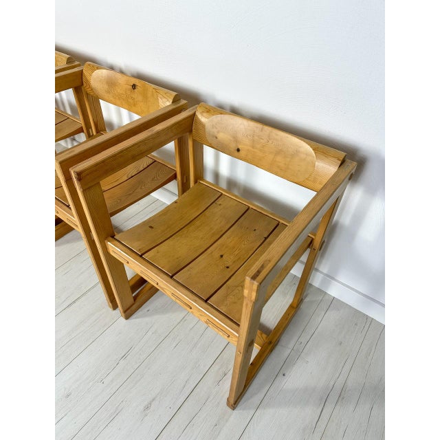 Brown Set of Vintage Pine Dining Chairs Model 313 Trybo Series by Edvin Helseth for Stange Bruk, 1960s, Set of 4 For Sale - Image 8 of 14