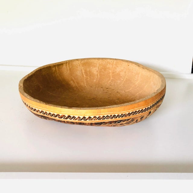 Tribal 90's African Tribal Pattern Coconut Serving Bowl/Centerpiece For Sale - Image 3 of 5