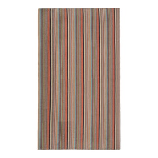 Vintage Geometric Red Pink Multicolor Wool Kilim Rug For Sale