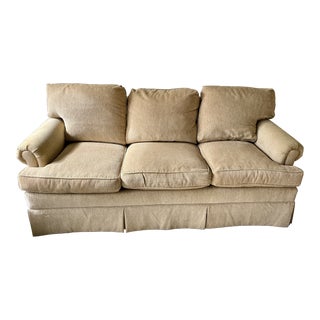 1990s Hickory Chair Down Feather Skirted 3 Seat Sofa For Sale