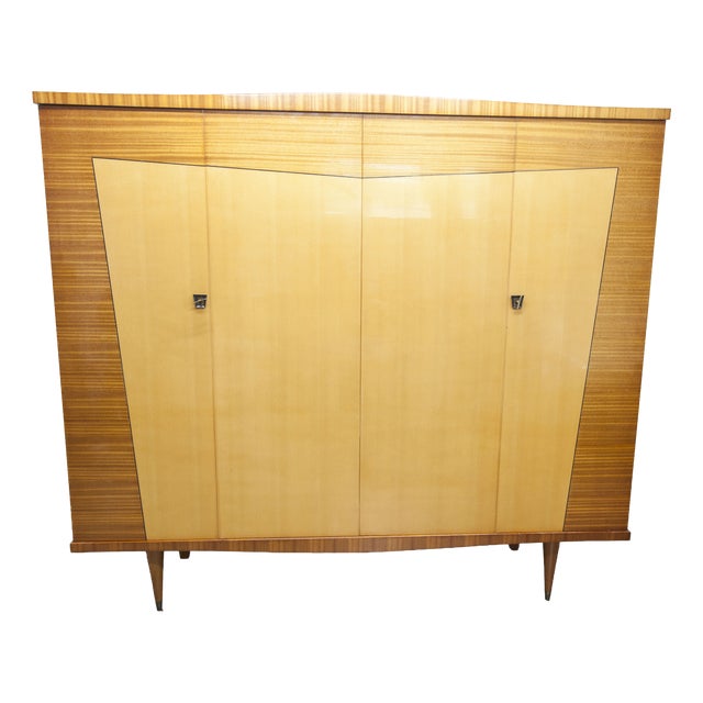 Scandinavian Wardrobe in Light Varnished Wood, 1960s For Sale