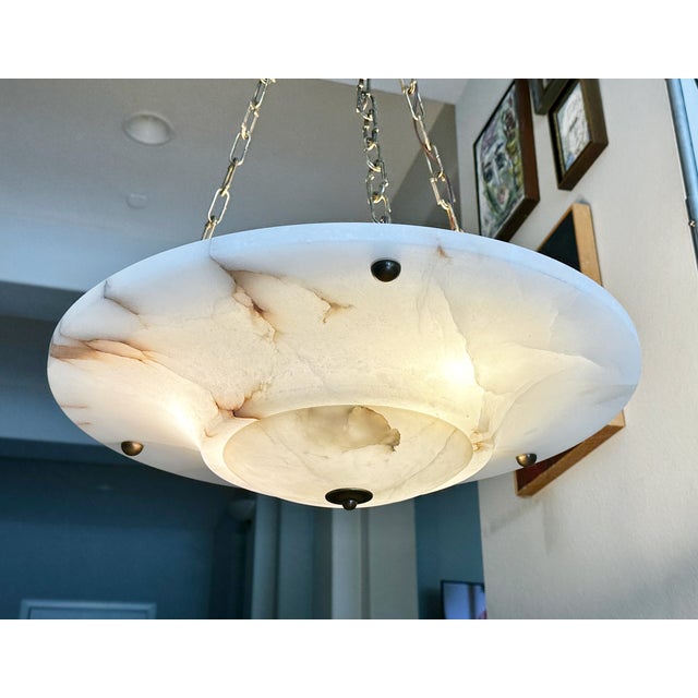 Large French Directoire Style Alabaster Pendant Chandelier For Sale - Image 9 of 17