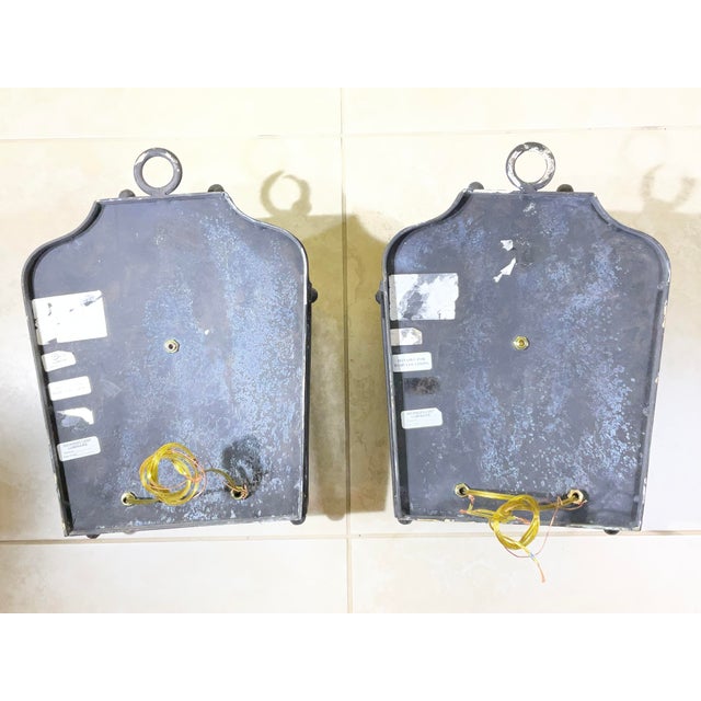Exceptional Pair of Hand-Forged Iron Wall Lanterns Architectural Sconces For Sale - Image 14 of 17