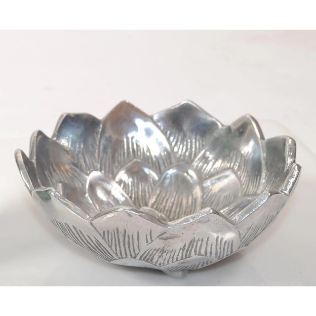 2000 - 2009 2000s Lotus Arthur Court Post Modern Cast Aluminum Repousse Round Bowl For Sale - Image 5 of 12