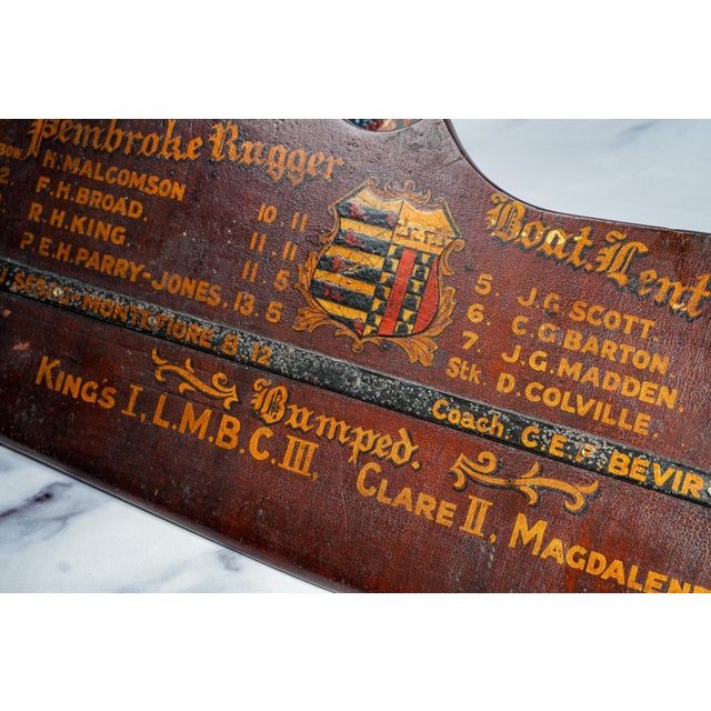 Commemorative Antique Wood Rowing Rudder Hand Painted Cambridge University Sports Trophy For Sale - Image 4 of 18