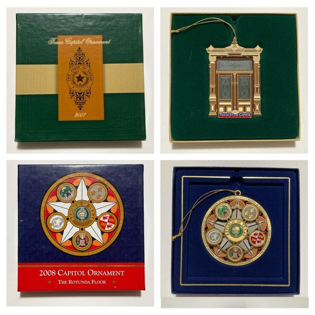 Gold 20 Commemorative Texas State Capitol Christmas Ornaments - 2001-2023 For Sale - Image 8 of 12