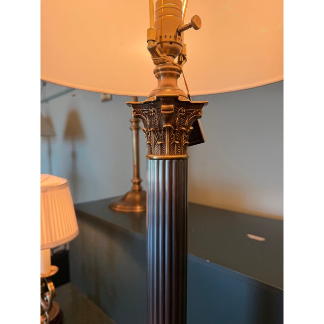 Late 20th Century Solid Brass Column Table Lamp For Sale - Image 4 of 5