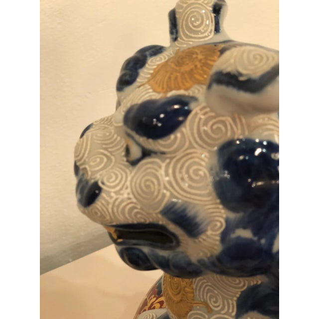 White Vintage Blue and White Foo Dogs - a Pair For Sale - Image 8 of 11