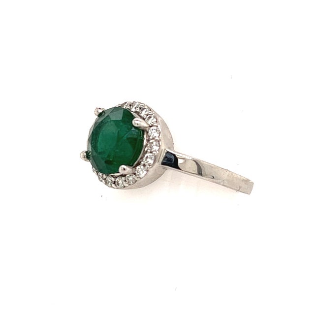 Traditional Natural Emerald Diamond Ring 14k Gold 2.83 TCW Certified For Sale - Image 3 of 12