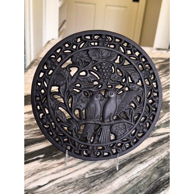 Metal Vintage Parrot Motif Cast Iron Kitchen Trivet For Sale - Image 7 of 12