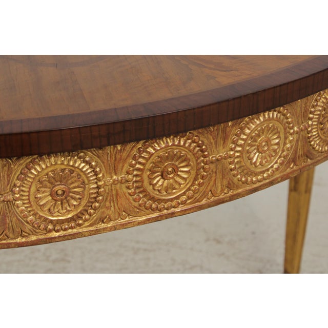 Adam Gold Gilted Satinwood Inlaid Demilune Console Table For Sale - Image 9 of 16