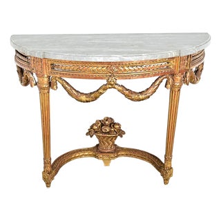 French 18th Century Louis XVI Period Demilune Console For Sale