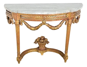 French 18th Century Louis XVI Period Demilune Console