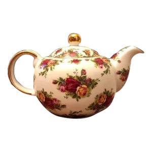 1990s Royal Albert China Old Country Roses Tea Pot Signed in Gold by Michael Doulton