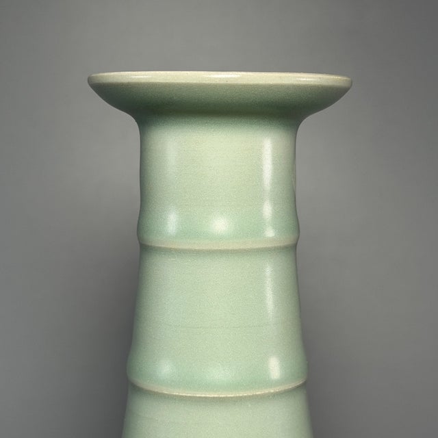 Chinese Ancient Chinese Longquan Celadon Ribbon Neck Vase | One of a Kind For Sale - Image 3 of 7